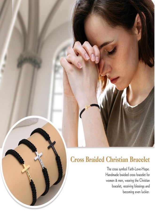 Sistble Christmas Stocking Stuffers for Women Teens, Inspirational Gifts for Women Cross Bracelets Handmade Braided Bracelets Confirmation Christian Gift Communion Baptism Jewelry for Her - Image 2